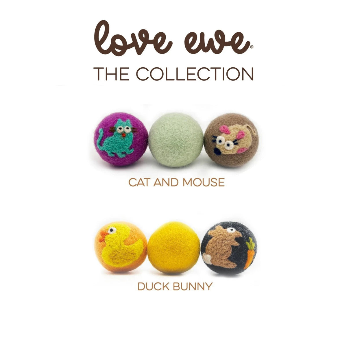 Love Ewe Handmade Felt Pet Toys for Cats, Kittens, Dogs, Small Pets: Planet Friendly, Natural Dye, Pack of 3, 2-Pack Land Lovers Combo