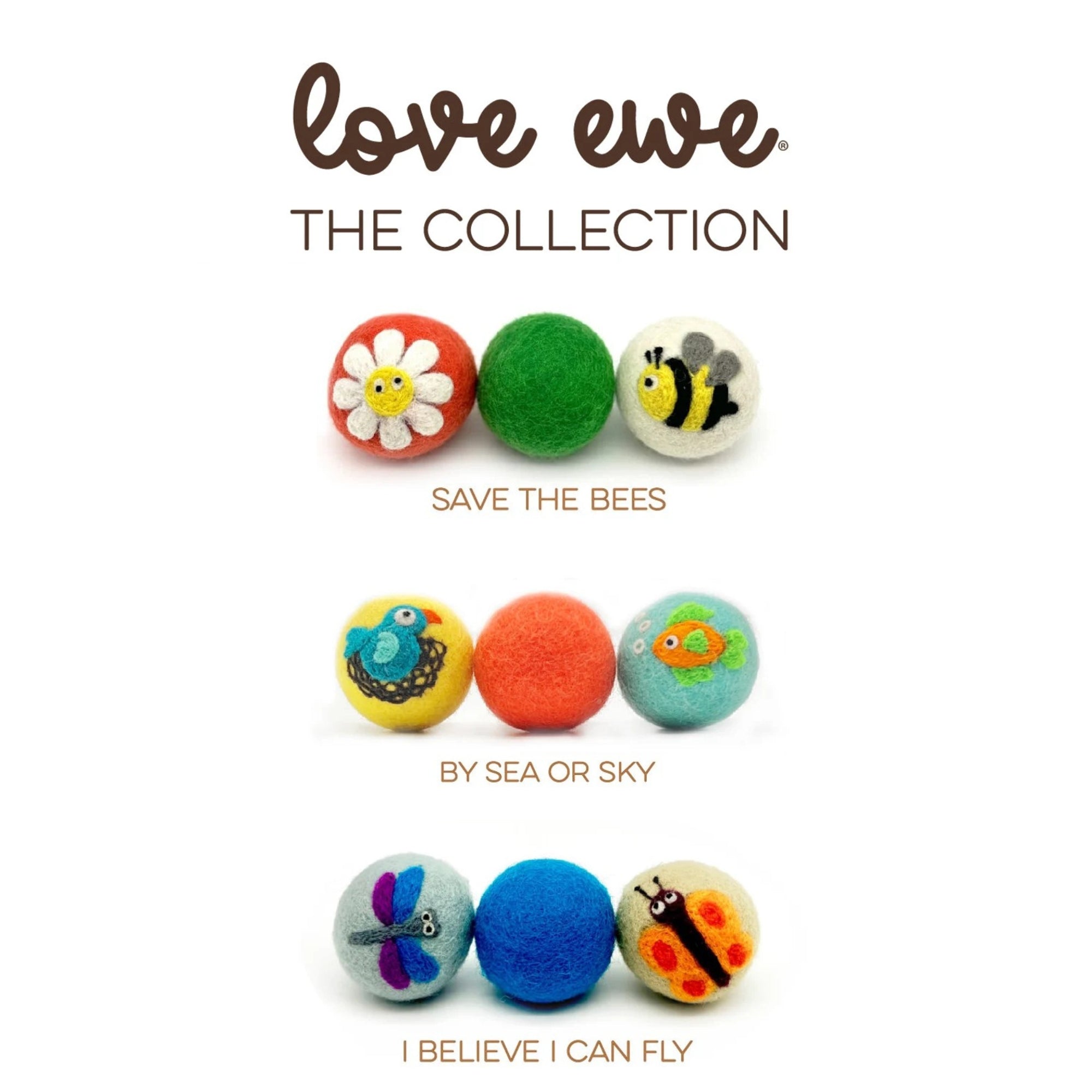 Love Ewe Handmade Felt Pet Toys for Cats, Kittens, Dogs, Small Pets: Planet Friendly, Natural Dye, Pack of 3, 3-Pack Soar Combo