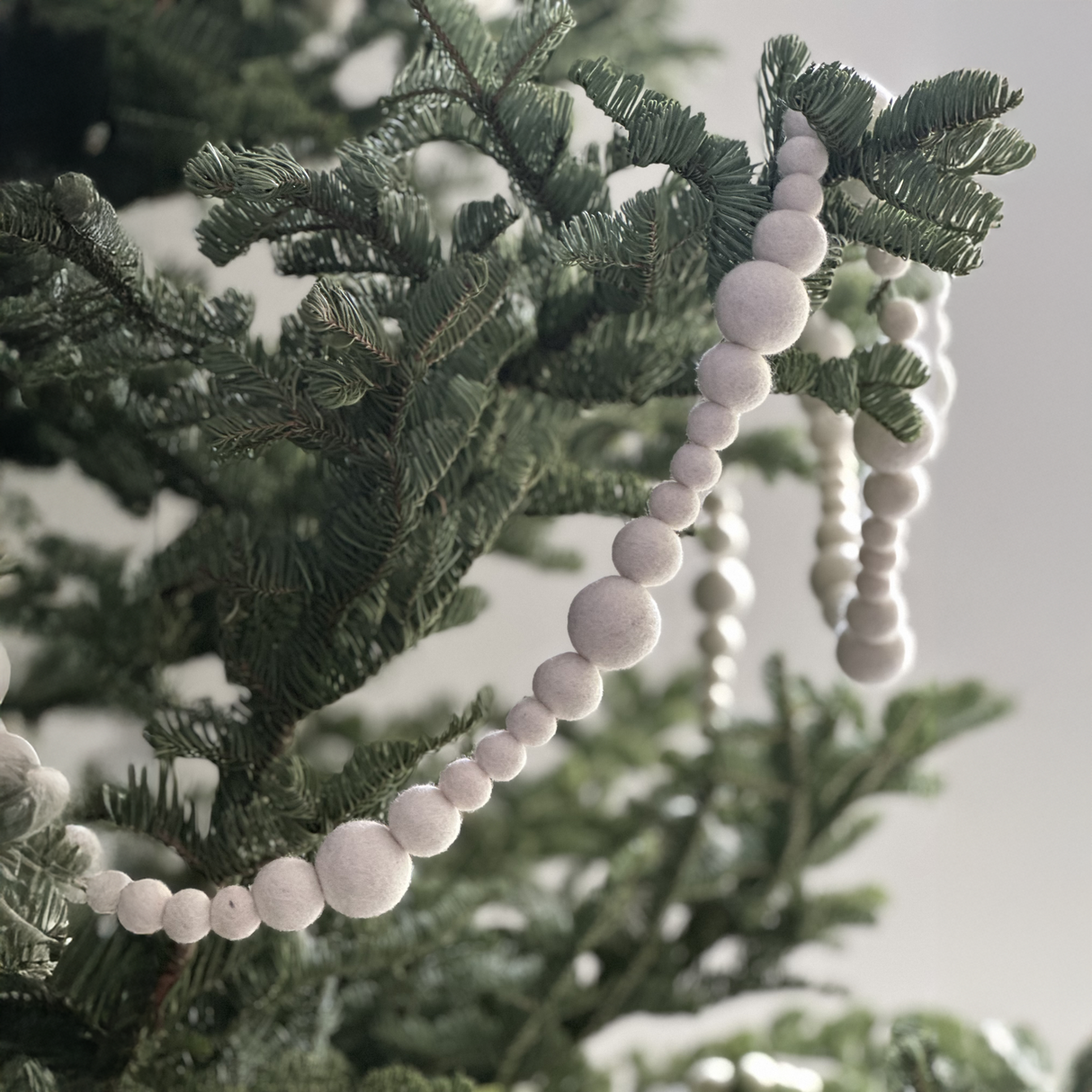 8' Hand-felted Natural Cream Organic Wool Garland