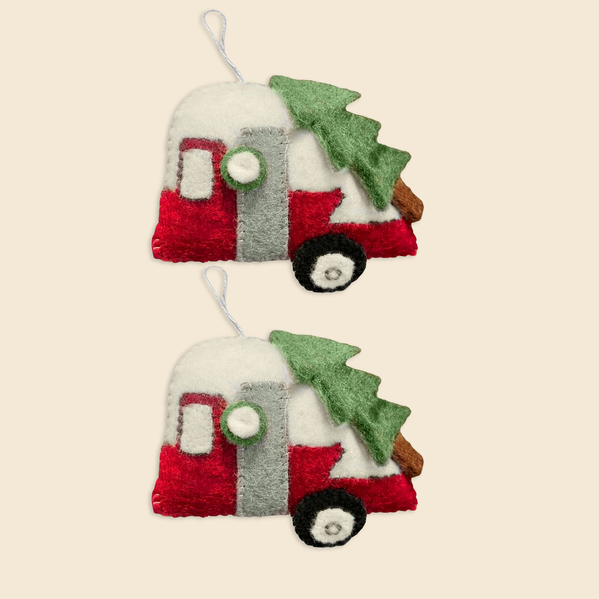 Pair of Camper Christmas Tree Ornaments