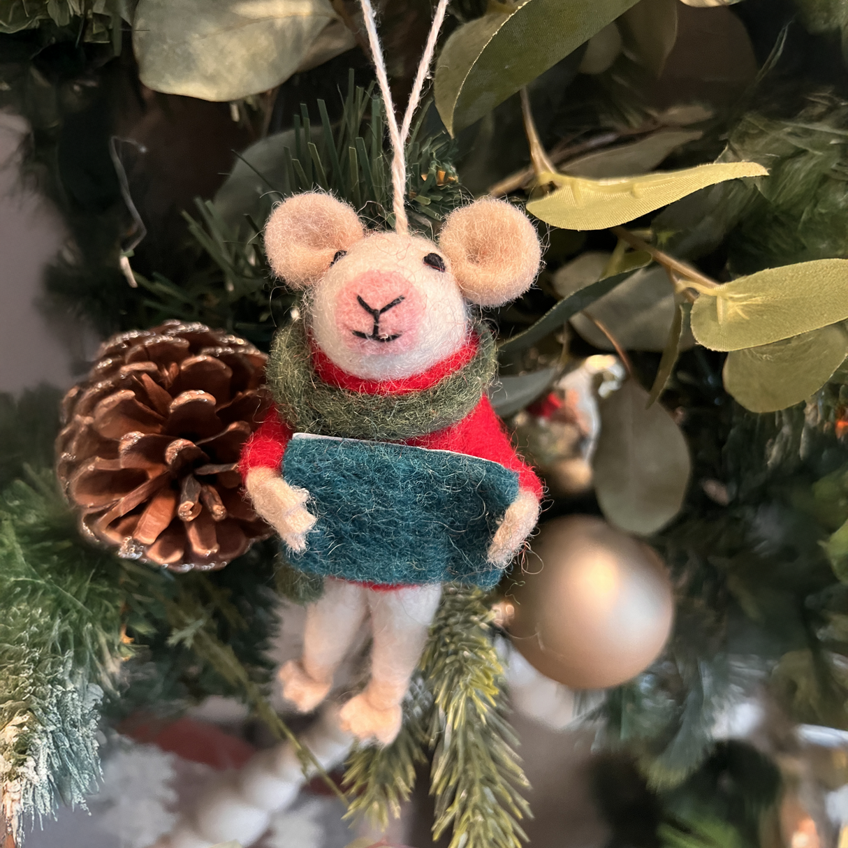 Caroling Mouse Ornament