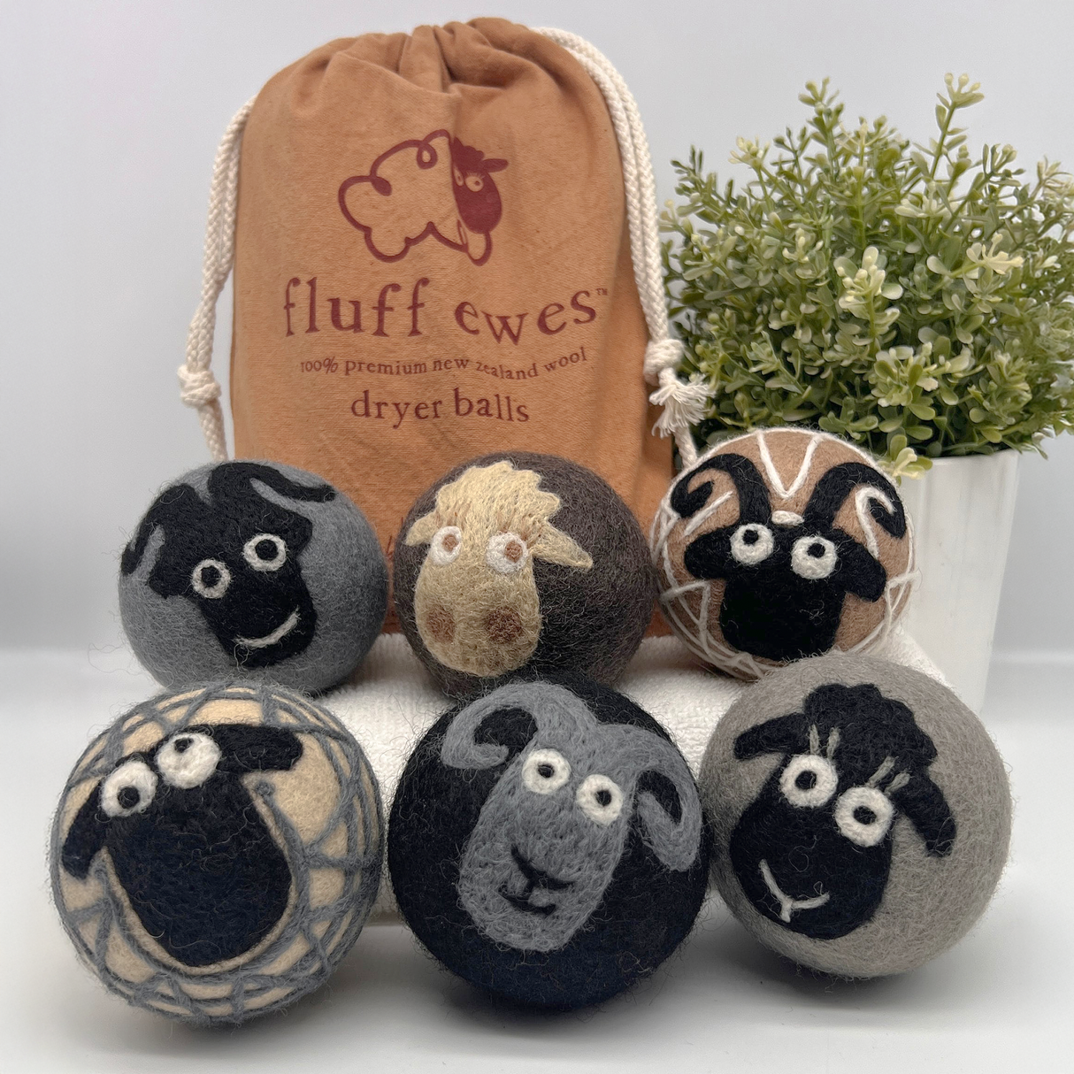 Fluff Ewes 100% Wool Dryer Balls, Premium, Extra Large Reusable & Natural Handmade - Classics Dryer Balls