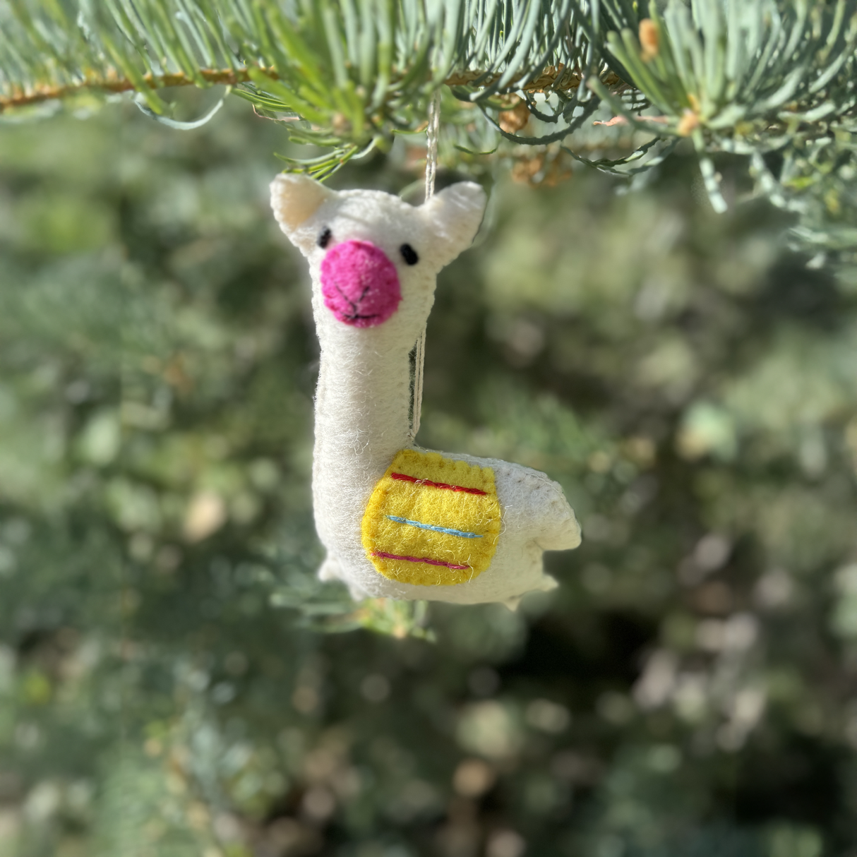 Trio of Hand-Stitched Felted Llama Ornaments