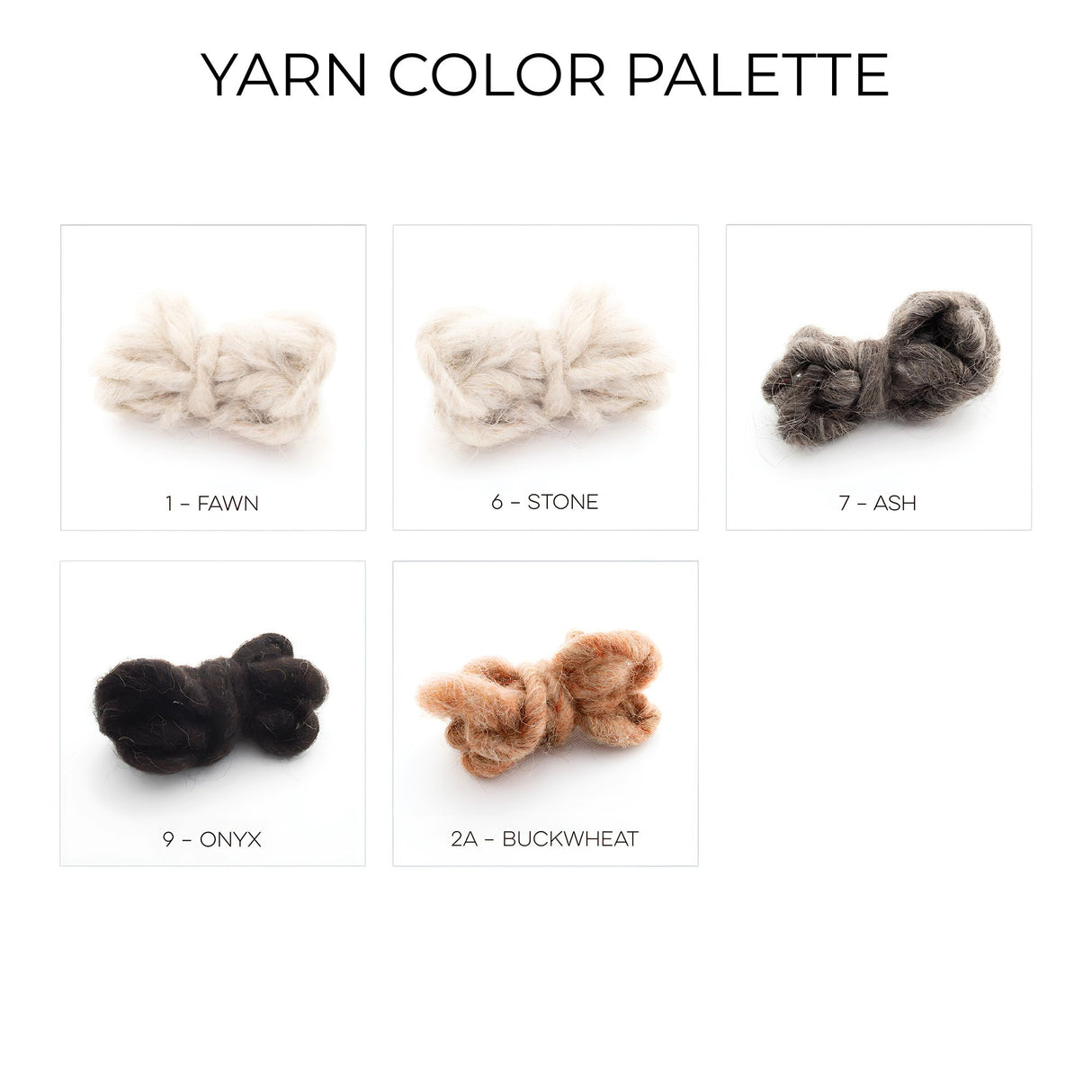 Five Harny (Beautiful) Wool Framed Wall Art pieces in fawn, stone, ash, onyx, and buckwheat are arranged in a grid—perfect for woven wall art displays or bringing a soft touch to your nursery decor.