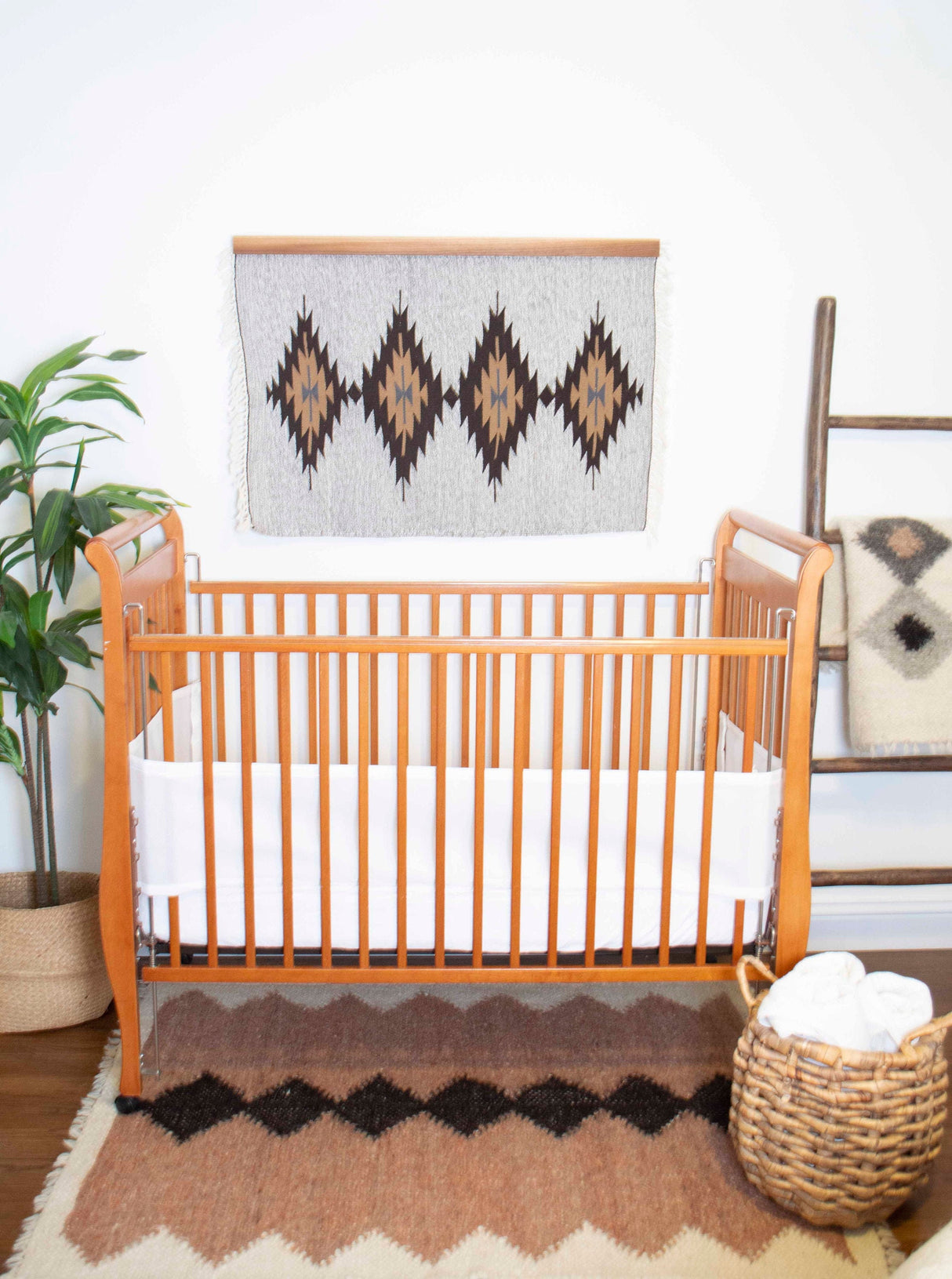 Eco-Friendly American Walnut Wood Rug Quilt Hanger (Knobless) and Wall Hanging Hand-woven in Ukraine