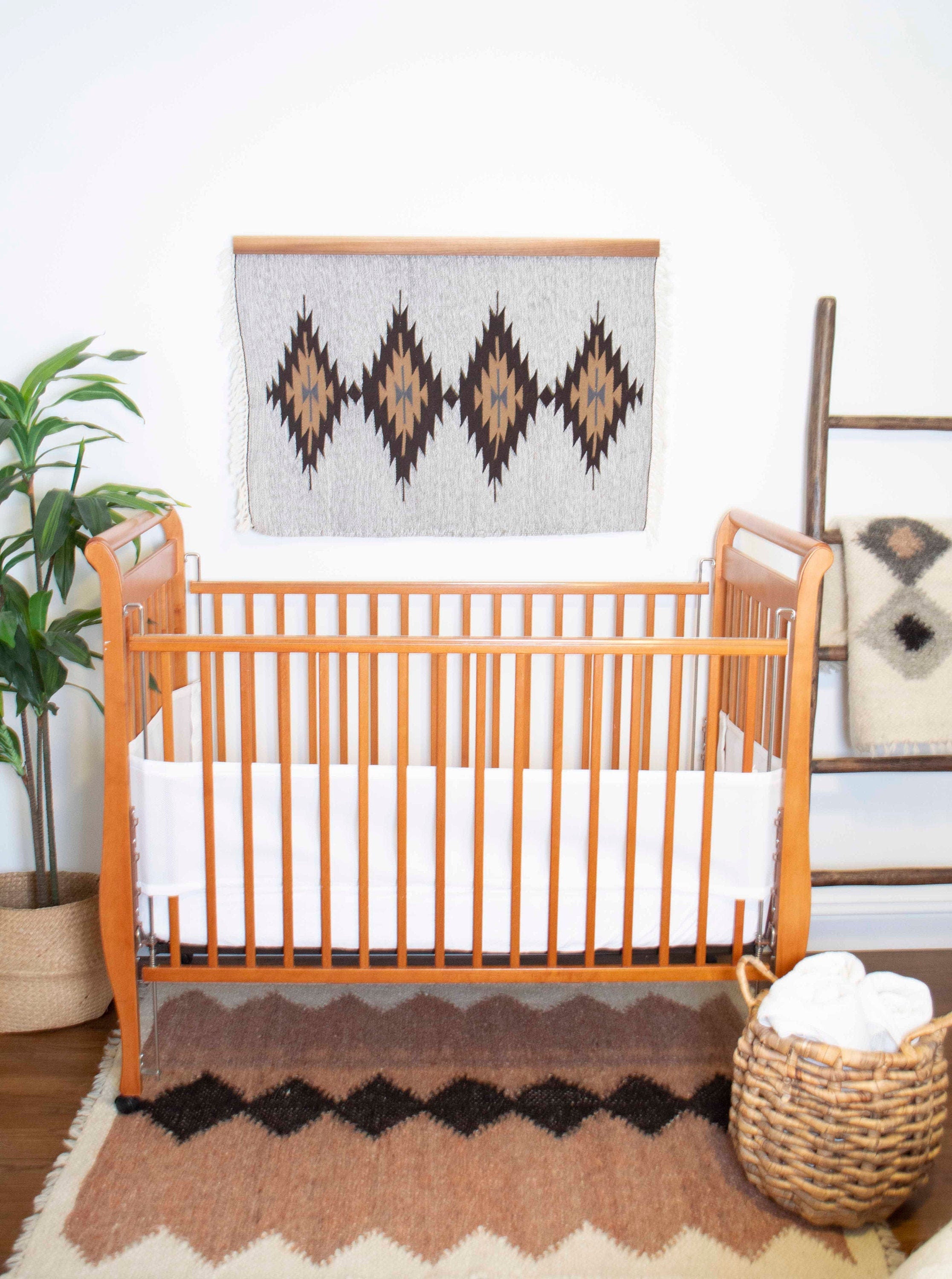 Eco-Friendly American Walnut Wood Rug Quilt Hanger (Knobless) and Wall Hanging Hand-woven in Ukraine