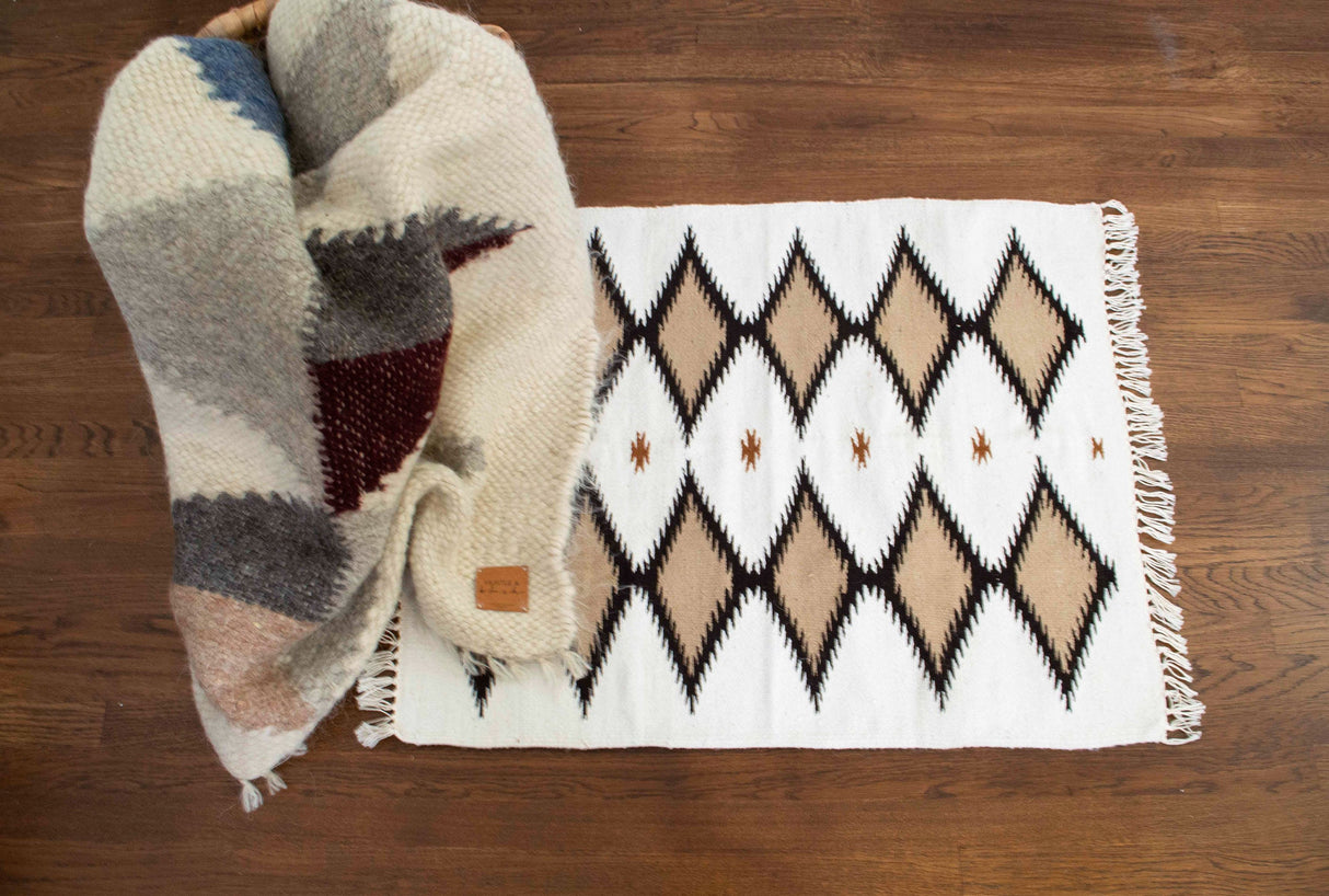 Handmade in Ukraine, Organic Natural 100% Sheep Wool Woven Rug Wall Hanging Decor