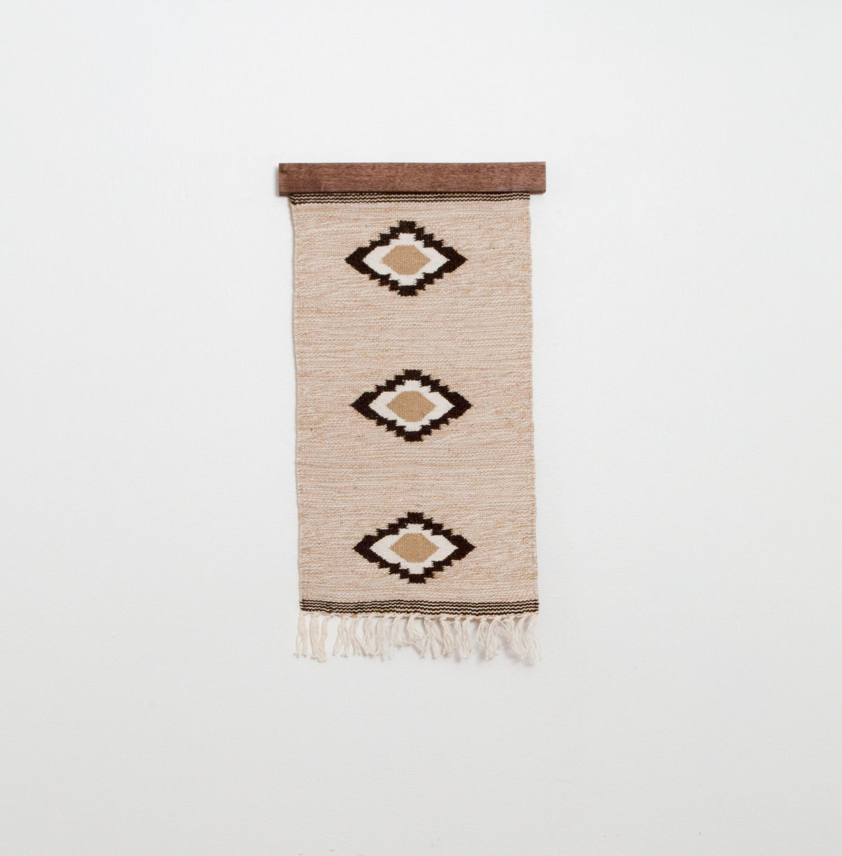 Handmade in Ukraine, Organic Natural 100% Sheep Wool Woven Rug Wall Hanging Decor + Wood Rug Hanger