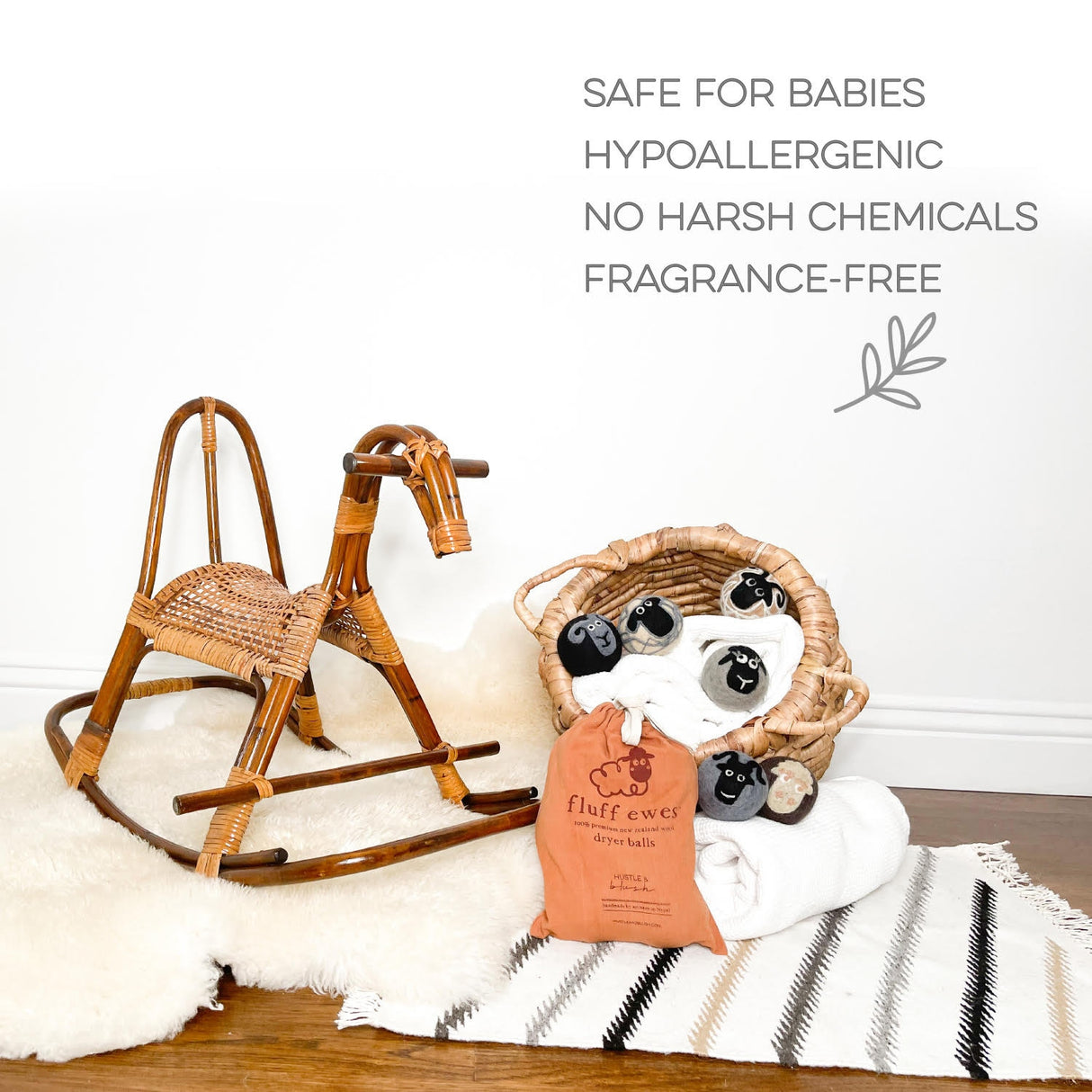 Fluff Ewes 100% Wool Dryer Balls, Premium, Extra Large Reusable & Natural Handmade