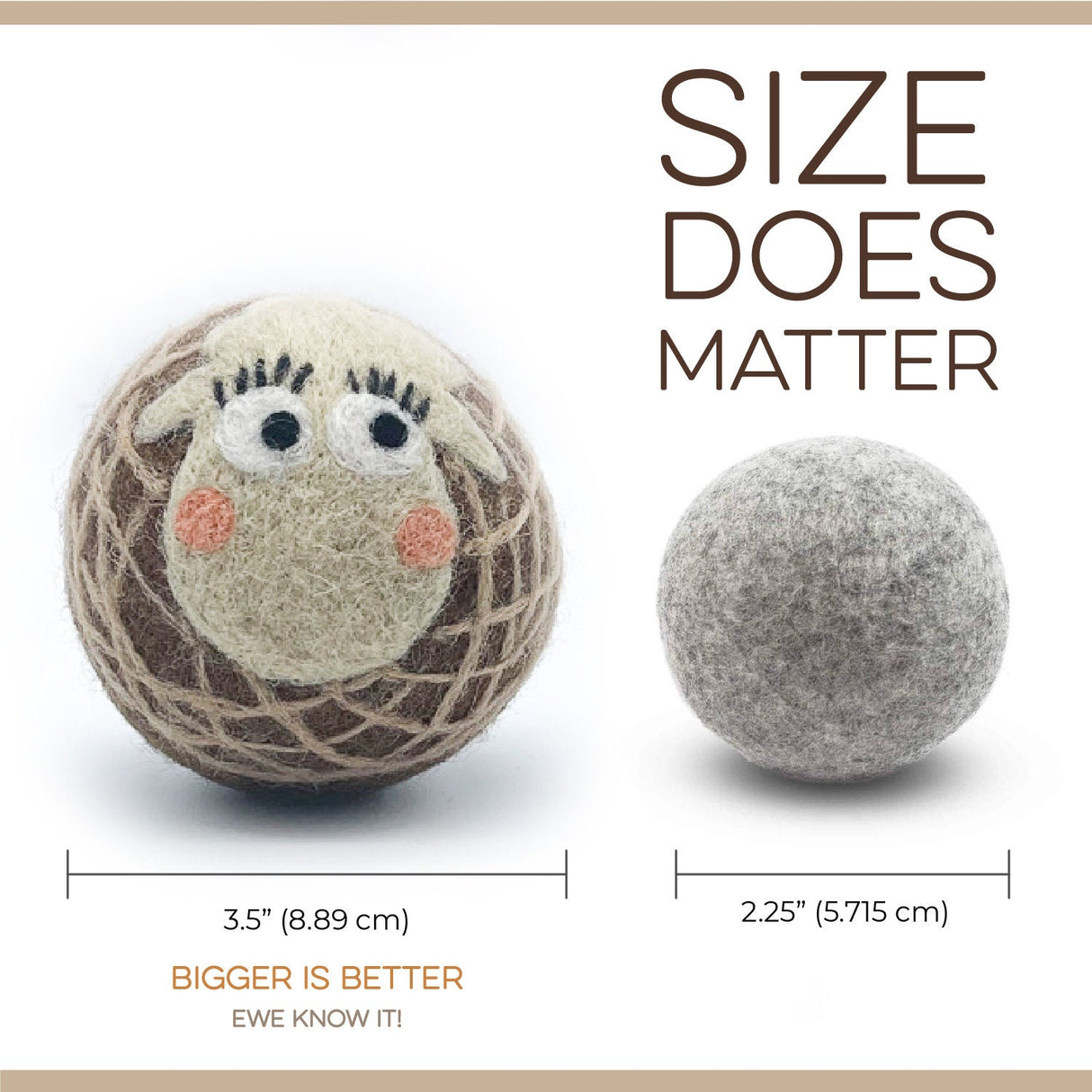 Fluff Ewes 100% Premium Wool Dryer Balls for Darks, 3 pack Natural Fabric Softener, Eco-Friendly & Handmade