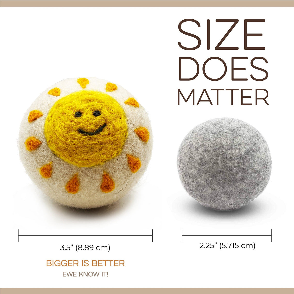 Fluff Ewes "Rain(bow) or Shine" 100% Premium Wool Dryer Balls, 6-pack, Natural Fabric Softener, Eco-Friendly