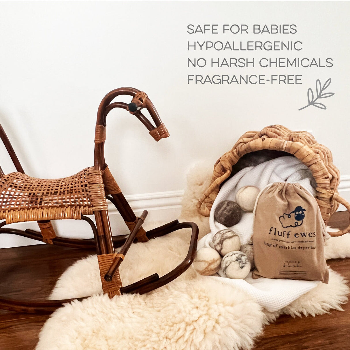 Fluff Ewes "Bag of Marbles" Premium Dryer Balls, DYE-FREE, 100% Natural Marbleized Sheep's Wool