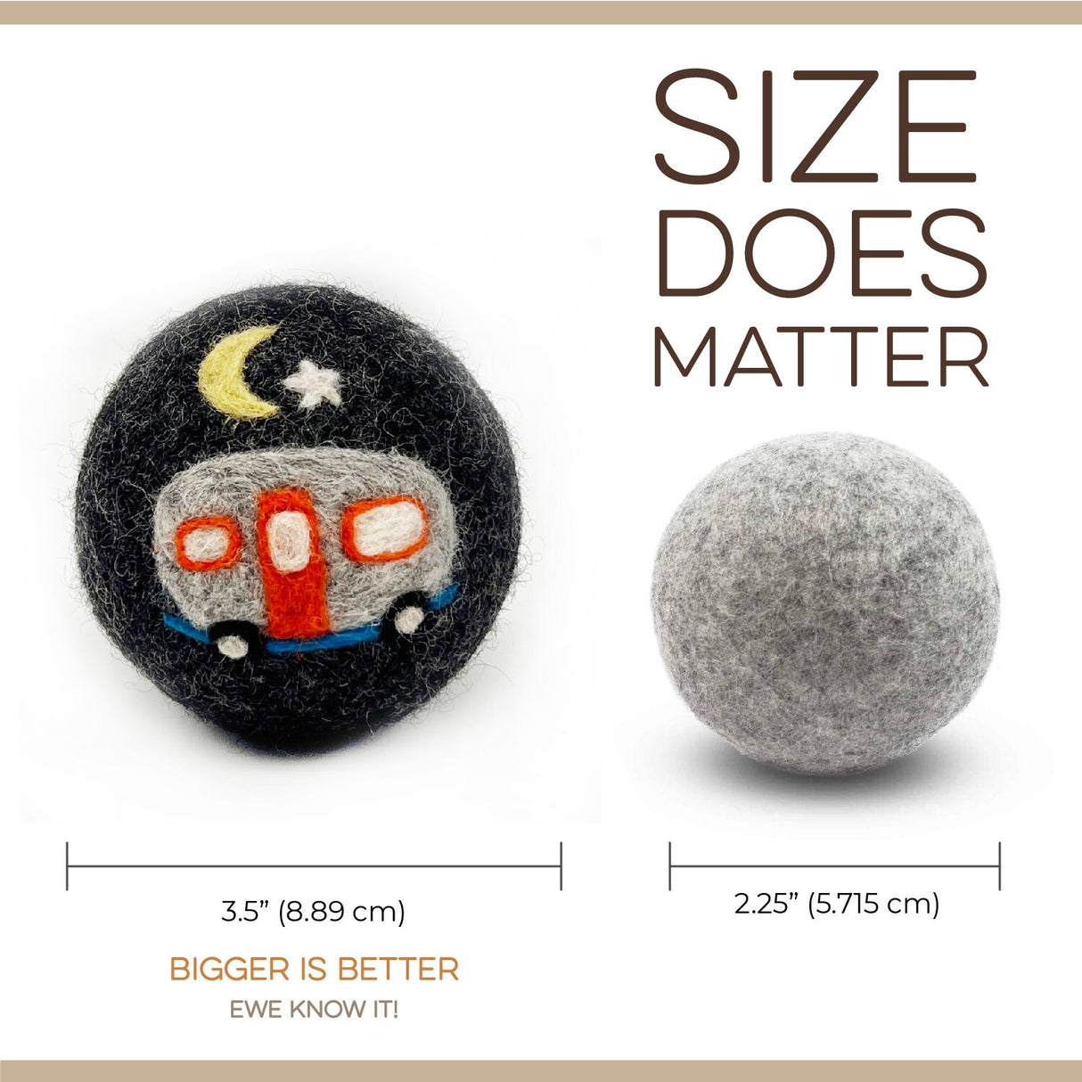 Fluff Ewes "Are we there yet?" Premium Wool Dryer Balls: 6 Pack, Natural Fabric Softener, Eco-friendly