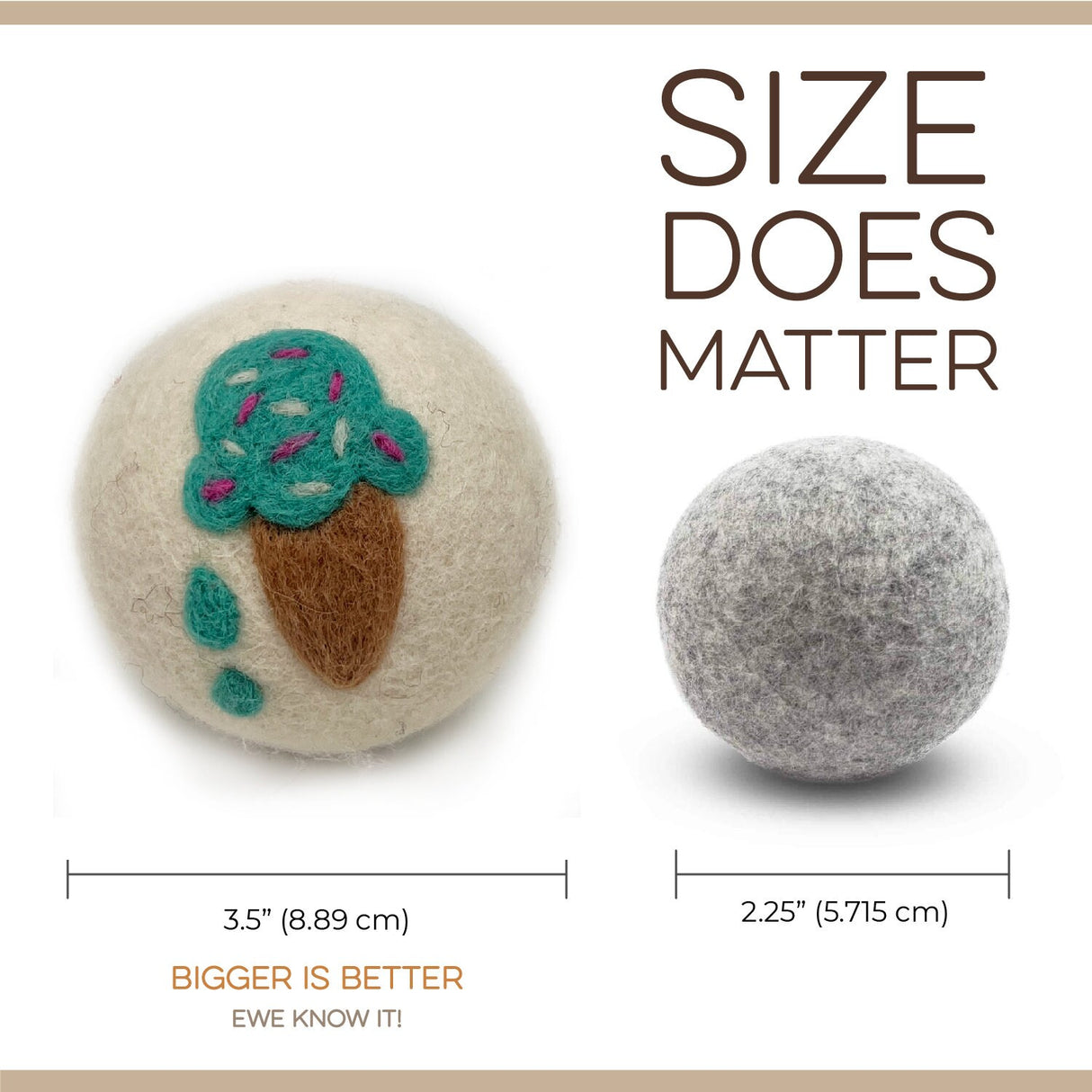 Fluff Ewes "Fun in the Sun" Premium Wool Dryer Balls: 6 Pack, Natural Fabric Softener, Eco-friendly