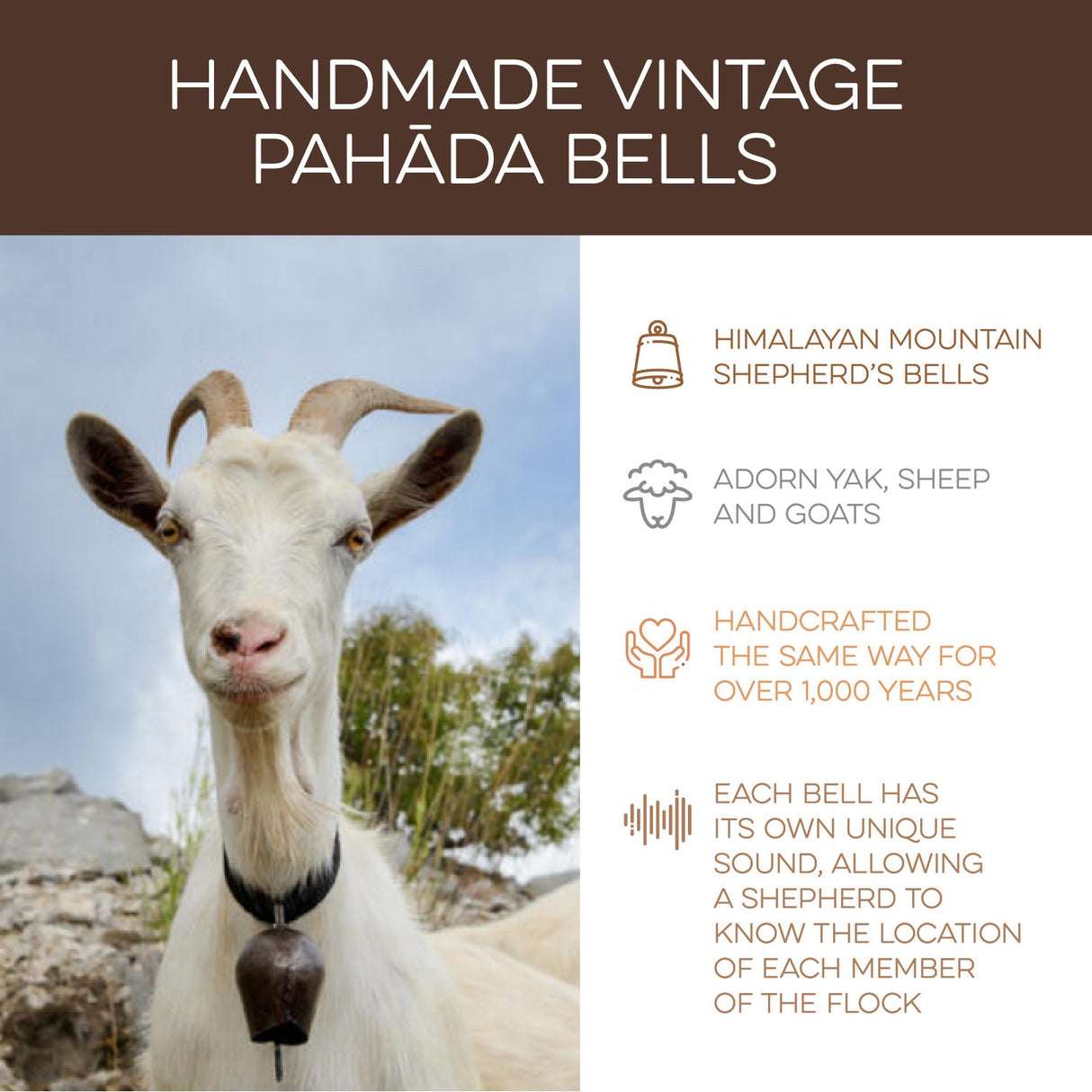Vintage Handmade Pahāḍa Yak, Goat & Sheep's Bells from Himalayan Mountains of Nepal and Tibet; Christmas Ornament, Wreath Decor, Sound Bath