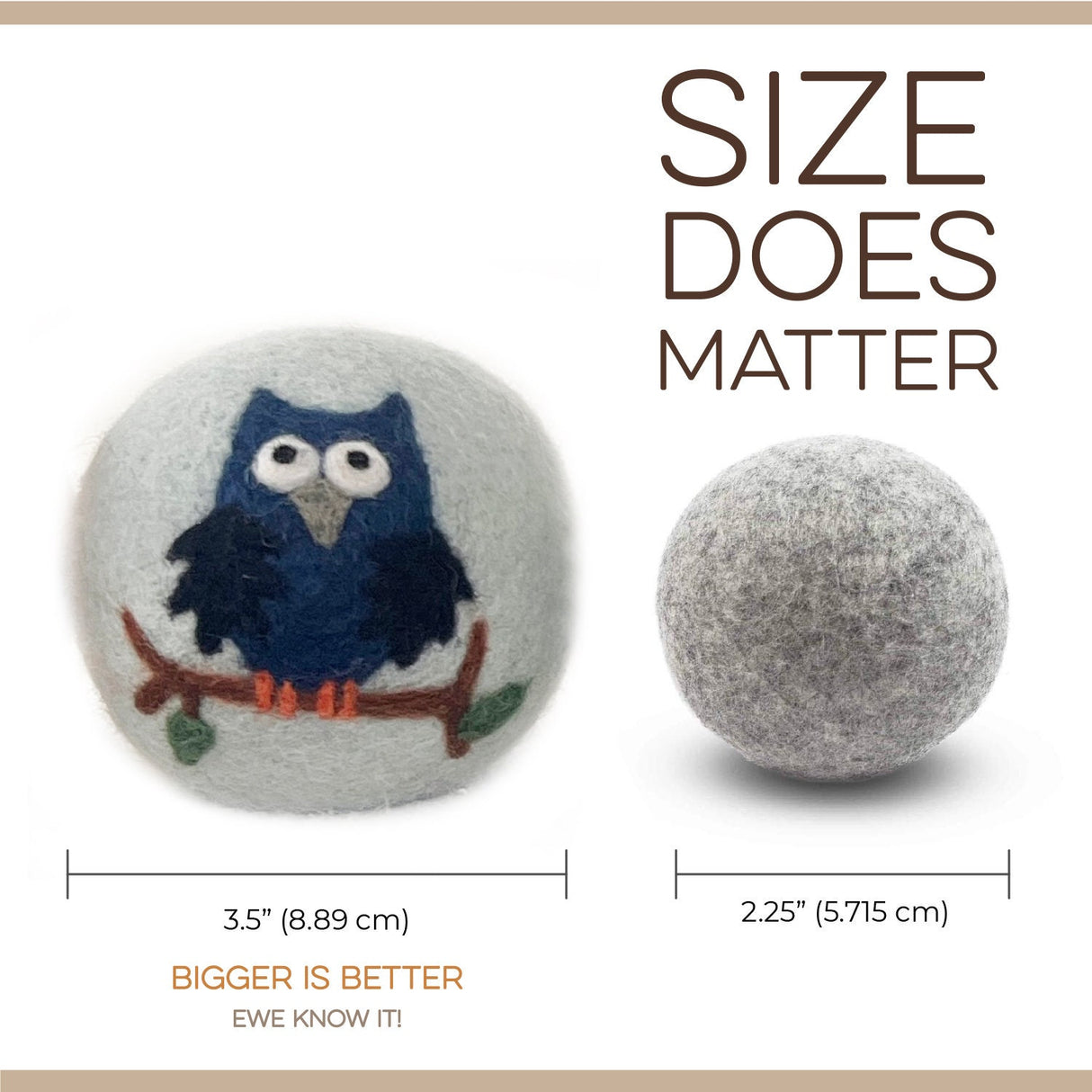 Fluff Ewes "Hedgehog & Homies" Woodland Themed 100% Premium Wool Dryer Balls, 6-pack, Natural Fabric Softener, Eco-Friendly