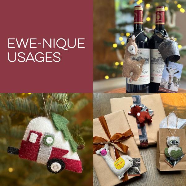 Hand-Stitched Felted Llama Ornament