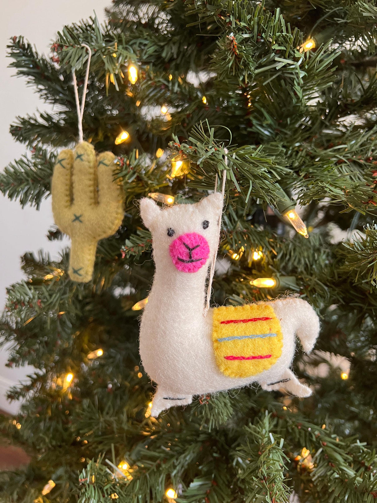 Hand-Stitched Felted Llama Ornament