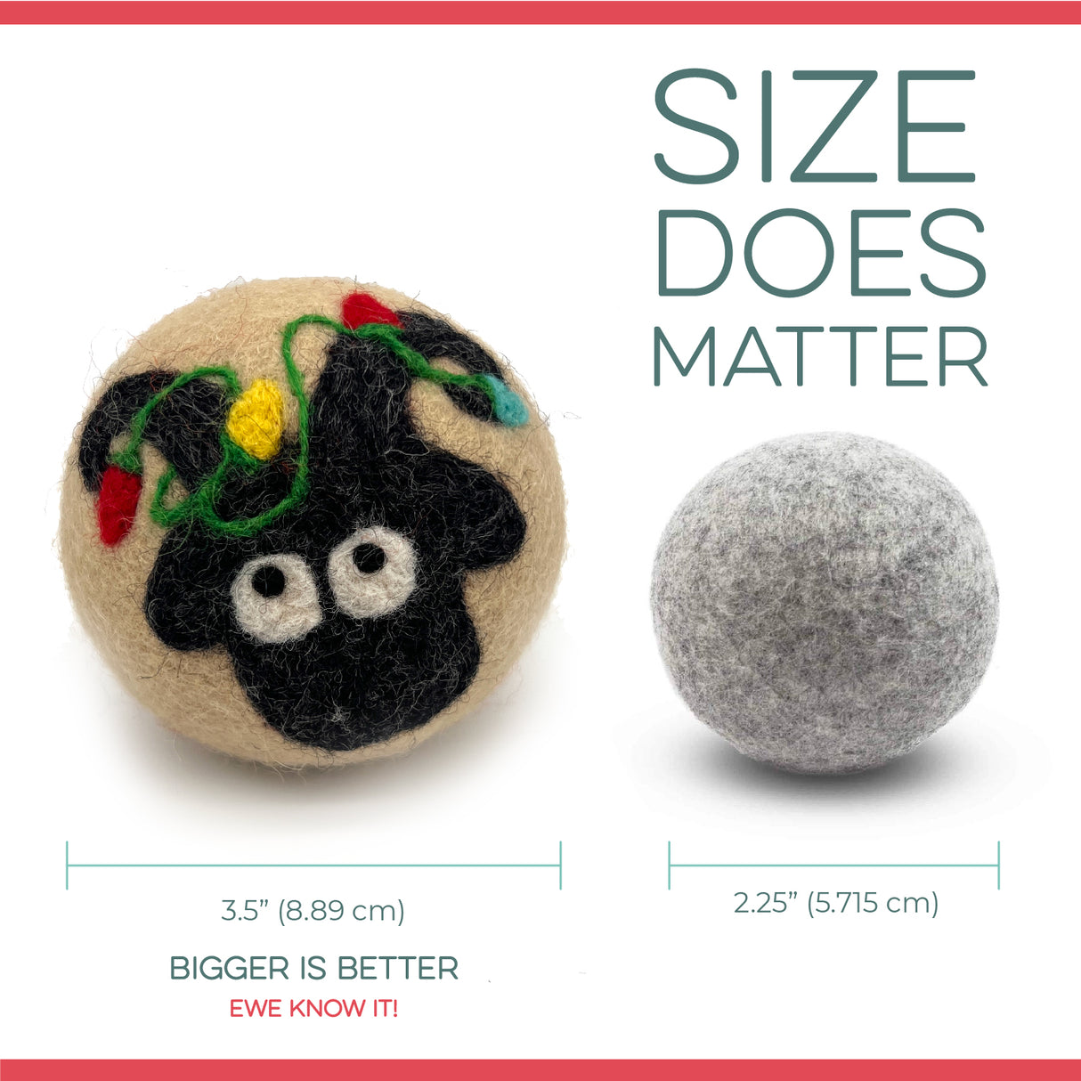 Fluff Ewes Premium XL Dryer Balls: "Sheep in Heavenly Peace" 6 Pack, Holiday Limited Edition