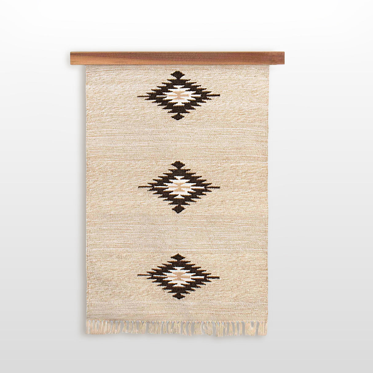 Handmade Organic Wool Wall Hanging- Carpathian Rug with Sustainable Wood Hanger – Eco-Friendly- Ukrainian Artisan Decor for Your Home