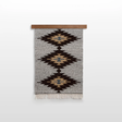 The Handmade in Ukraine Organic Natural 100% Sheep Wool Woven Rug Wall Hanging Decor features geometric diamond patterns in brown, beige, and blue on gray, evoking the classic style of Ukrainian artisan craftsmanship.