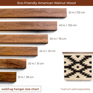 Eco-Friendly American Walnut Wood Rug Quilt Hanger (Knobless) and Wall Hanging Hand-woven in Ukraine