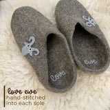 Love Ewe Hand-Felted Organic Wool Slippers for Men  and Women (Blu-B)
