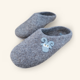 Love Ewe Hand-Felted Organic Wool Slippers for Men  and Women (Blu-B)