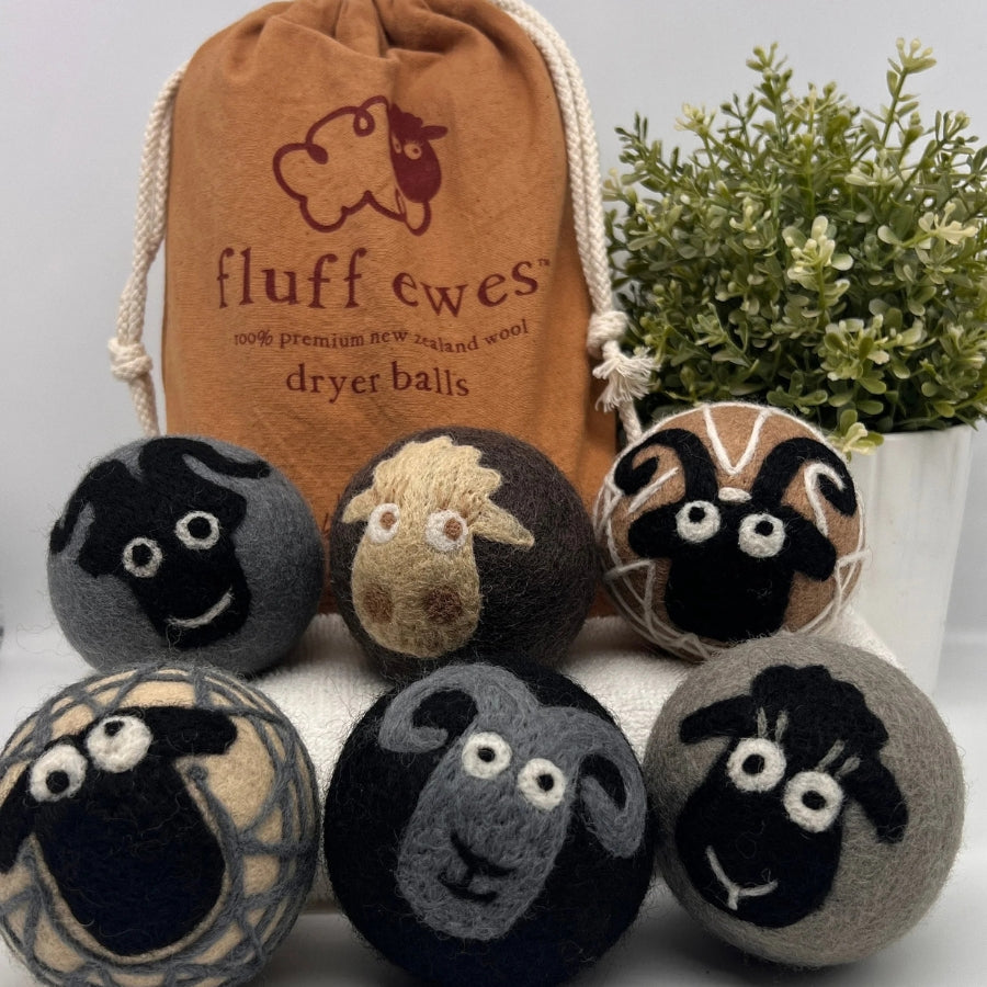 Fluff Ewes 100% Wool Dryer Balls, Premium, Extra Large Reusable & Natural Handmade - Classics Dryer Balls