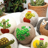 NEW!  Fluff Ewes "Kiss my Cactus" premium wool dryer balls, set of 6, Natural Fabric Softener, Wrinkle Reducer, Eco-friendly - Cactus Dryer Balls