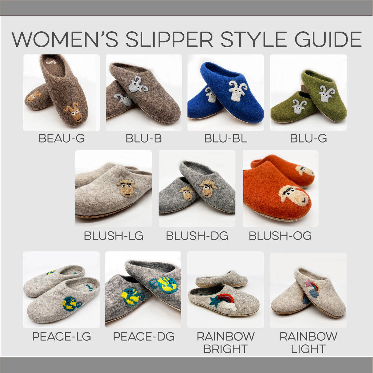 Love Ewe hand-felted wool slippers for women or men; Hand-needled, unique designs; Suede sole