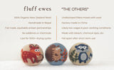 Fluff Ewes "Hedgehog & Homies" premium wool dryer balls for laundry: set of 3