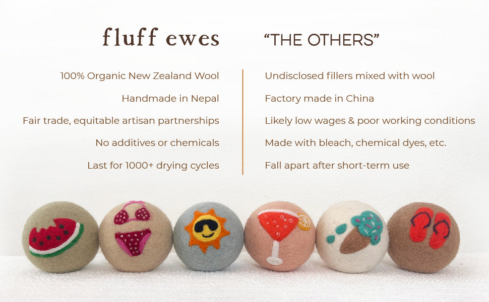 Handmade Felt Balls made from New Zealand Wool, Non-Toxic