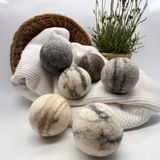 Fluff Ewes "Bag of Marbles" Dye Free Natural Wool Dryer Balls for Laundry: Set of 3 or 6