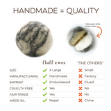 Fluff Ewes "Bag of Marbles" Dye Free Natural Wool Dryer Balls for Laundry: Set of 3 or 6