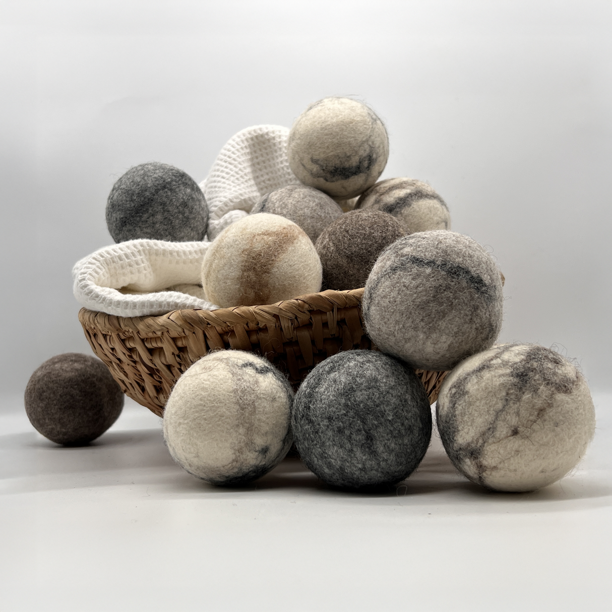 Fluff Ewes "Bag of Marbles" Dye Free Natural Wool Dryer Balls for Laundry: Set of 3 or 6