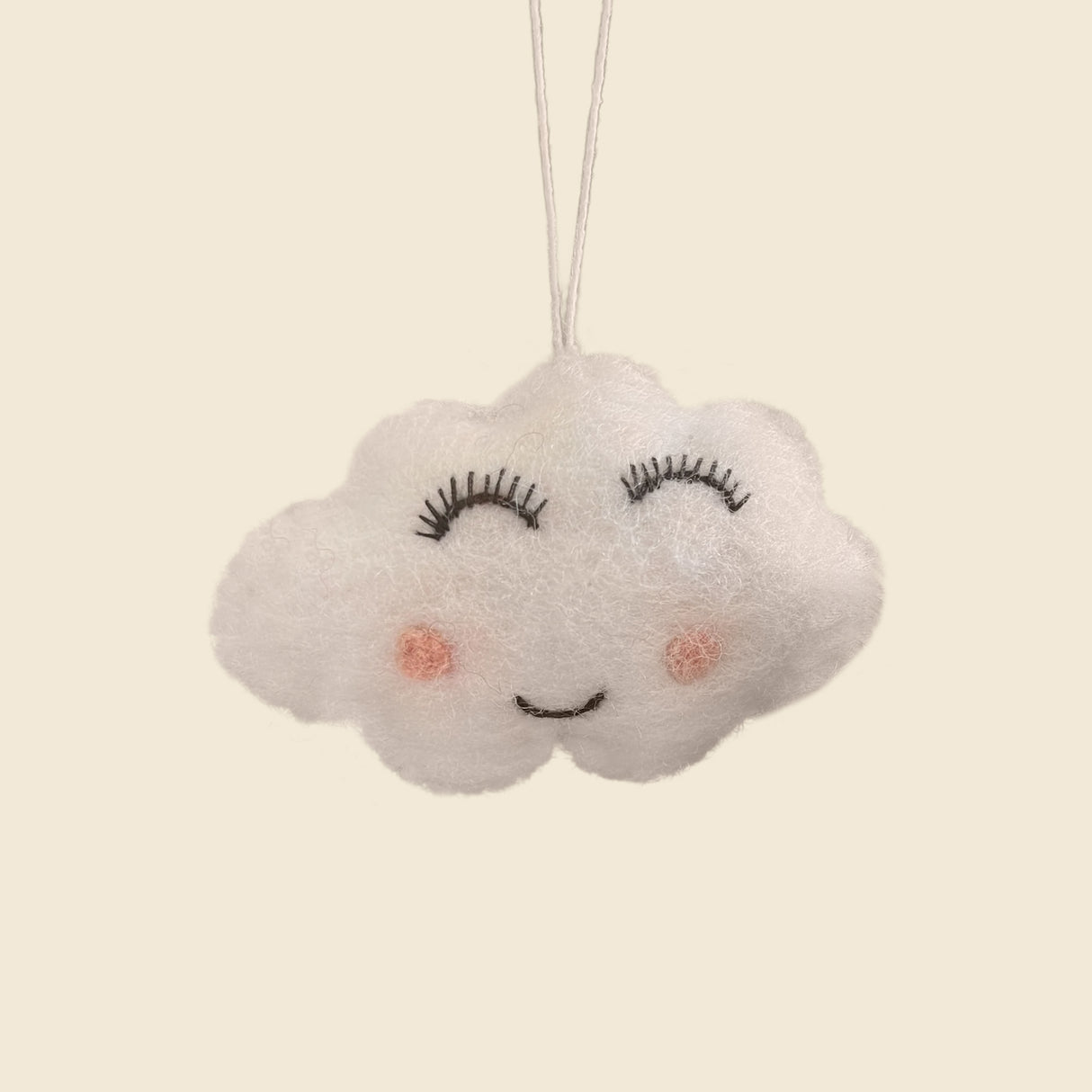 Hand-Stitched Felted Blushing Cloud Ornament