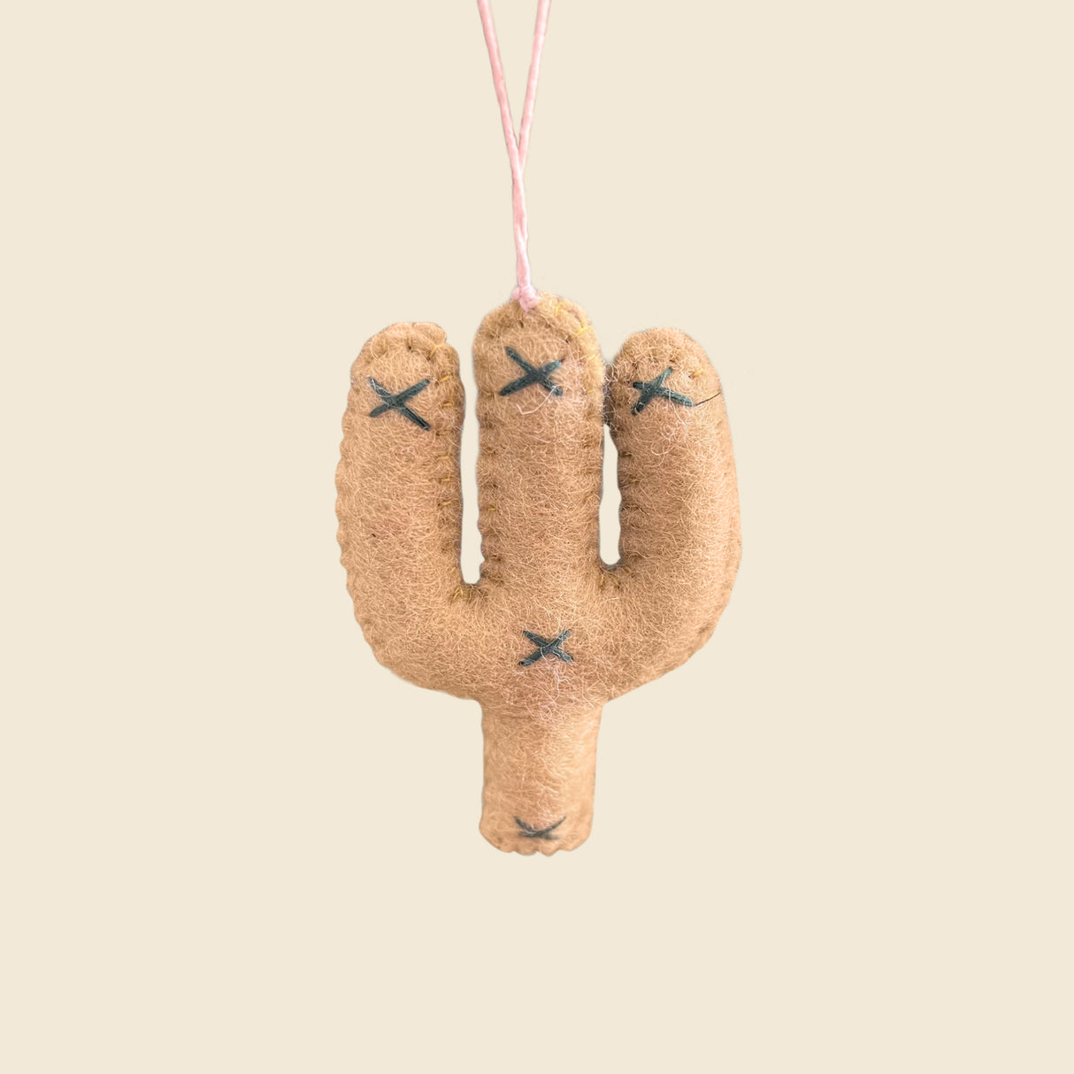 Hand-Stitched Felted Cactus Ornament