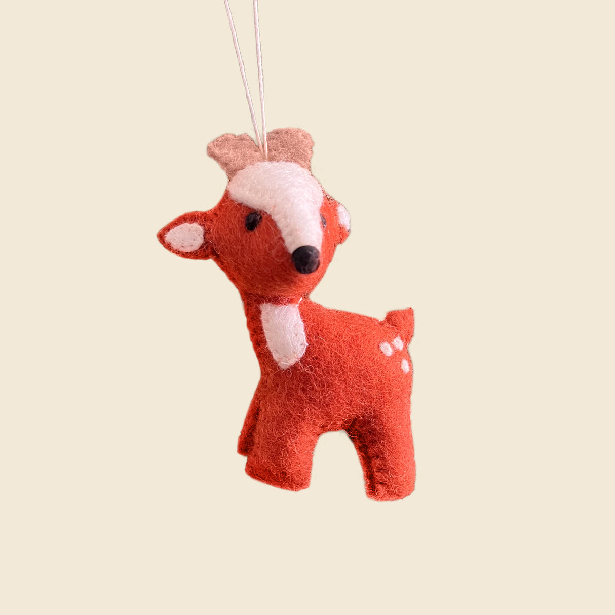 Hand-Stitched Felted Large Deer Ornament
