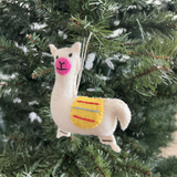 Hand-Stitched Felted Llama Ornament