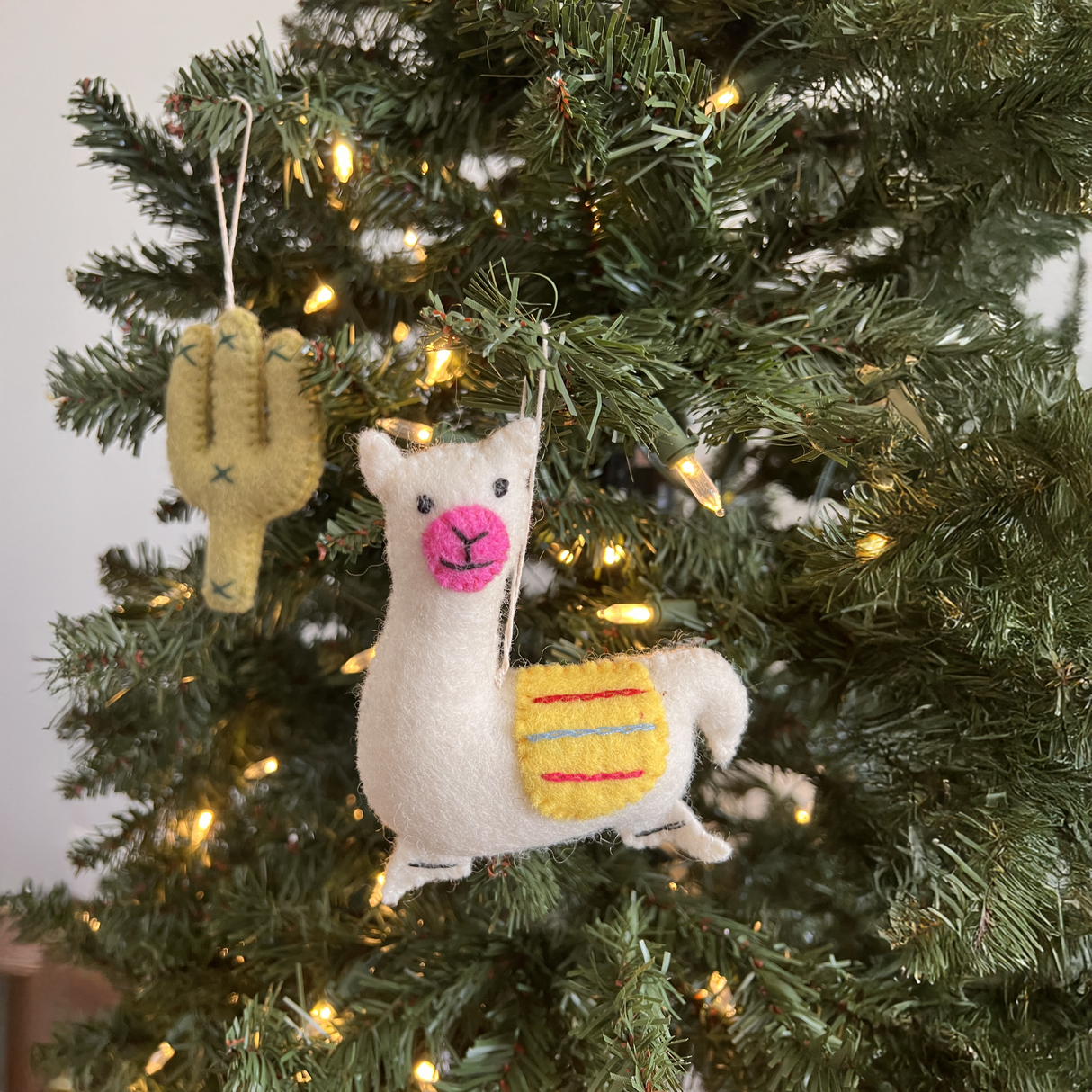 Hand-Stitched Felted Llama Ornament