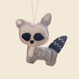 Hand-Stitched Felted Raccoon Ornament