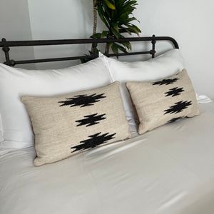 Handwoven Chysto (Pure) Hand-woven Wool & Vegan Leather Throw/Lumbar Pillow