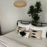 Handwoven Chysto (Pure) Hand-woven Wool & Vegan Leather Throw / Lumbar Pillow
