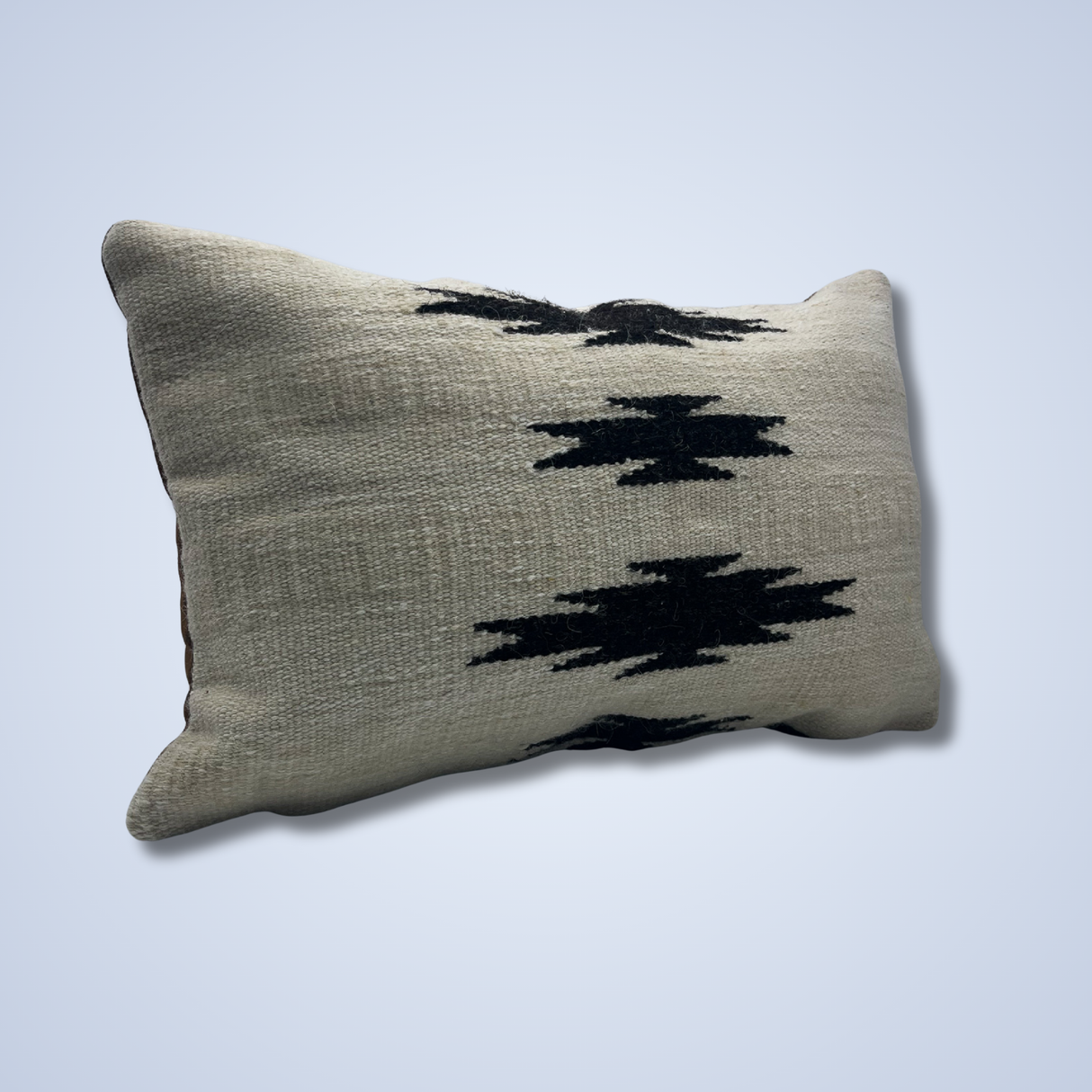 Handwoven Chysto (Pure) Hand-woven Wool & Vegan Leather Throw / Lumbar Pillow