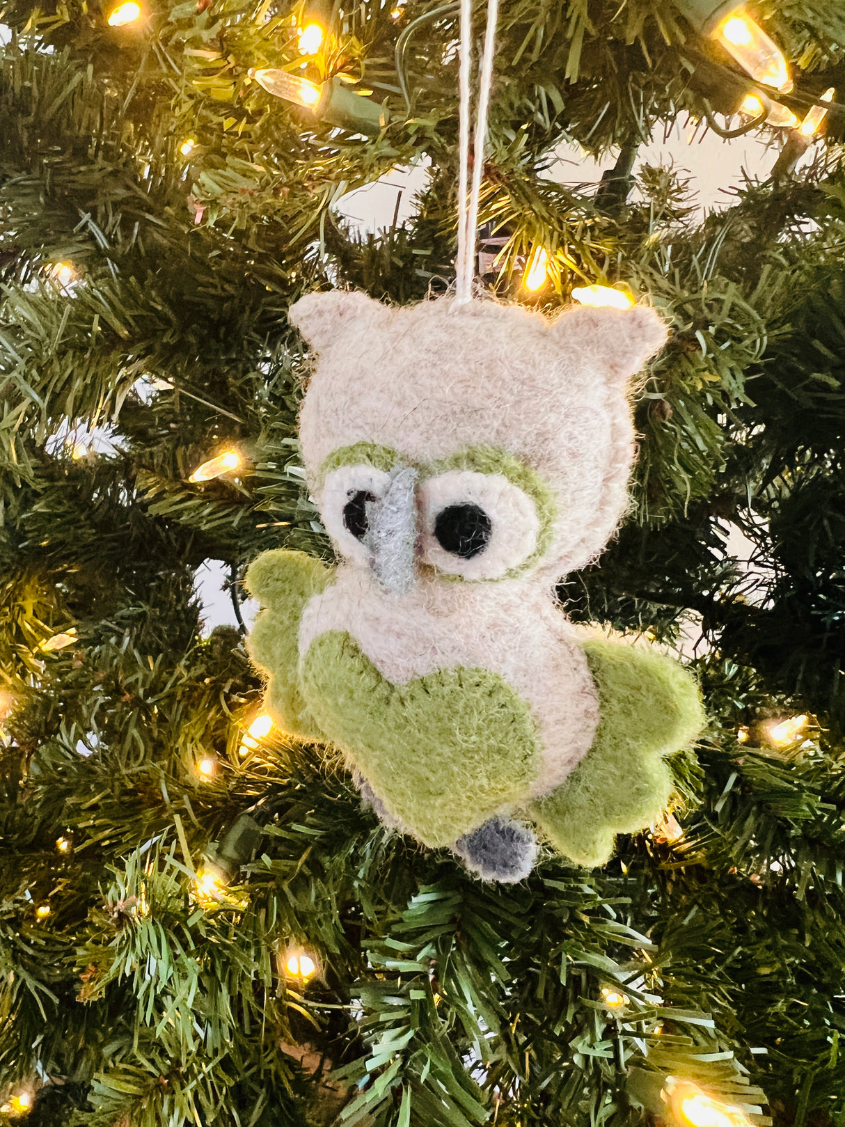 Hand-Stitched Felted Owl Ornament