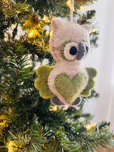 Hand-Stitched Felted Owl Ornament