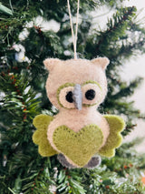 Hand-Stitched Felted Owl Ornament