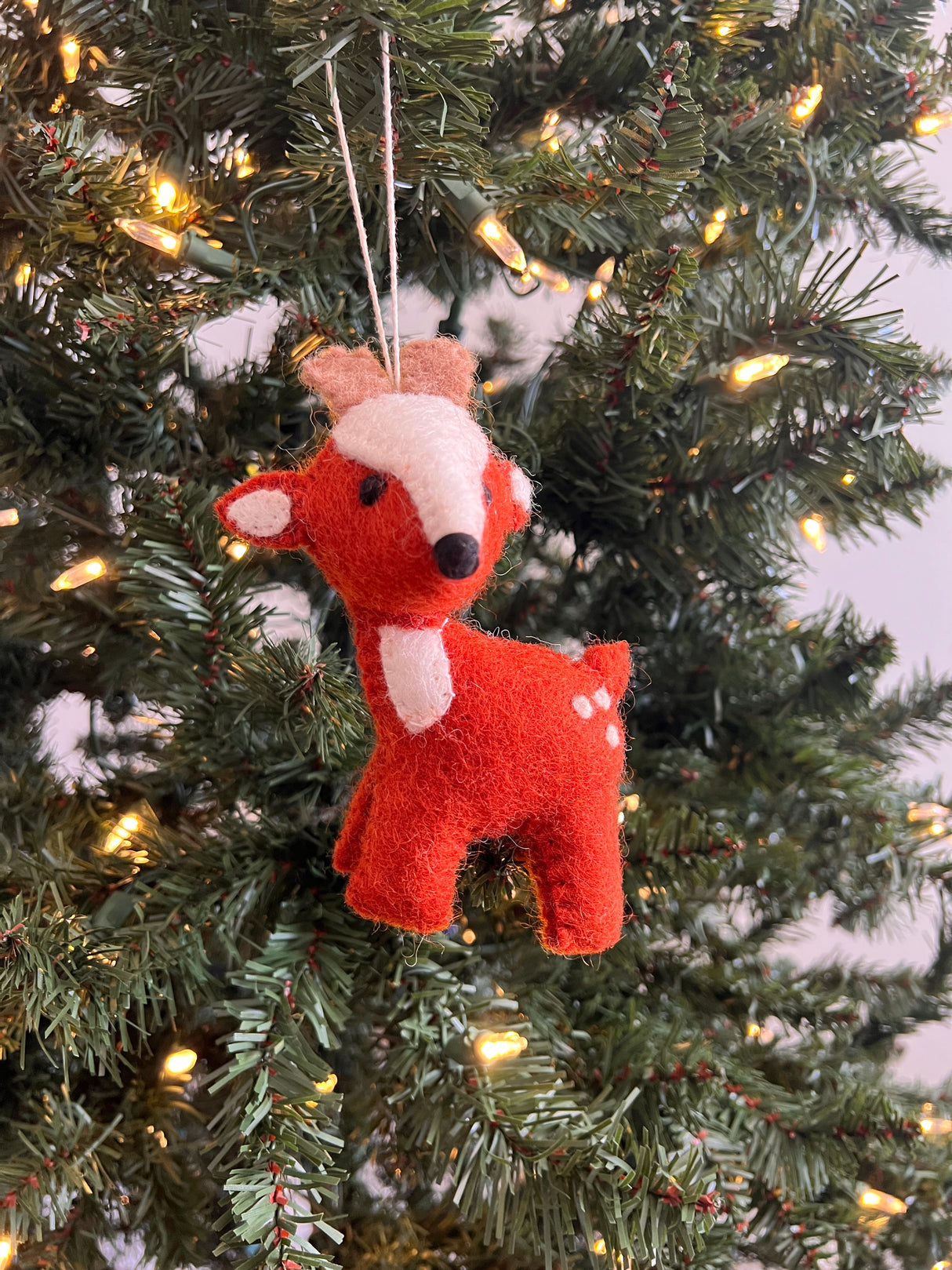 Hand-Stitched Felted Large Deer Ornament