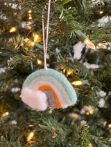 Pair of Hand-Stitched Felted Rainbow Ornaments